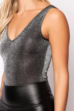 Harlea - Silver Lurex Bodysuit -Outlet Sarto Base Store wjrs2804