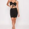 Bethanne - Black Ruched Tie Front Two Piece Set