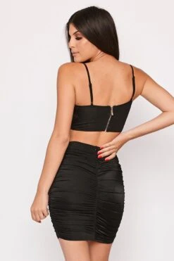 Bethanne - Black Ruched Tie Front Two Piece Set -Outlet Sarto Base Store wjrs4278