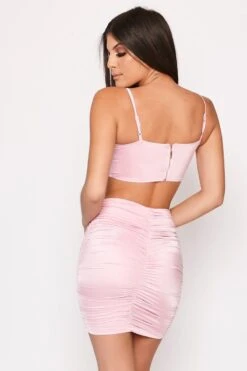 Bethanne - Pink Ruched Tie Front Two Piece Set -Outlet Sarto Base Store wjrs4309