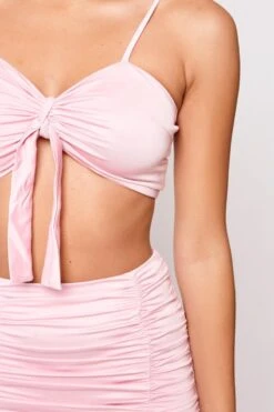 Bethanne - Pink Ruched Tie Front Two Piece Set -Outlet Sarto Base Store wjrs4311