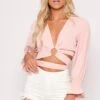 Amalia - Pink O Ring Long Sleeve Crop Top