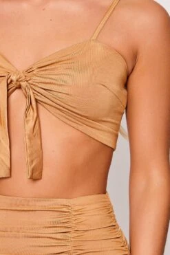 Bethanne - Tan Ruched Tie Front Two Piece Set -Outlet Sarto Base Store wjrs6494