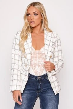 Coralia - Metallic Thread Check Gold Button Blazer -Outlet Sarto Base Store wjrs6766